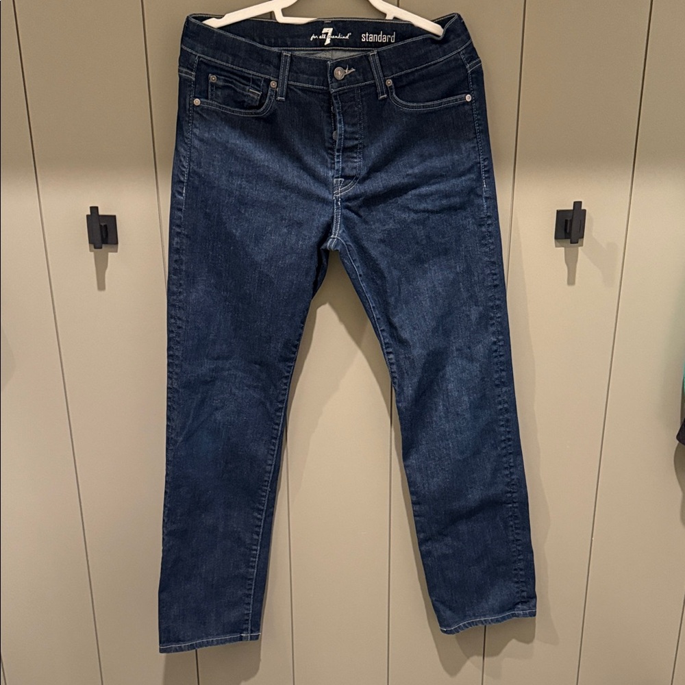 7 For All Mankind Dark Blue Straight Jeans